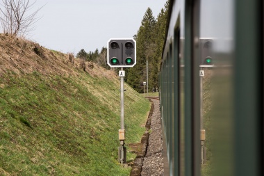 Unterwegs im nostalgischen Elektrozug des VHE, Einfahrt Affoltern-Weier offen! Foto: Julian Brückel