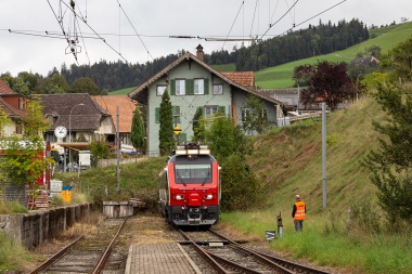 SBB Diagnosefahrzeug in Wasen i.E.: weiter geht es nicht mehr! Foto: Julian Brückel / 25.09.19