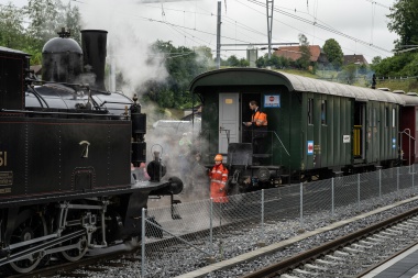 Rangieren mit Dampf in Sumiswald-Grünen anlässlich dem öffentlichen Fahrsonntag vom 14.06.2020. Foto: Julian Brückel