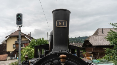 Freie Fahrt für den Dampfzug von Wasen i.E. nach Sumiswald-Grünen am öffentlichen Fahrsonntag vom 14.06.2020. Foto: Julian Brückel